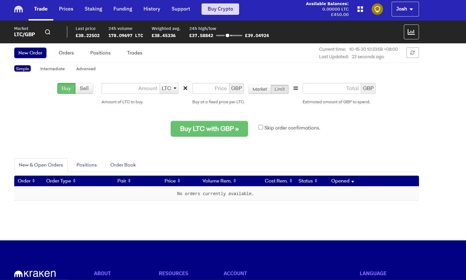 buy LTC crypto in kraken