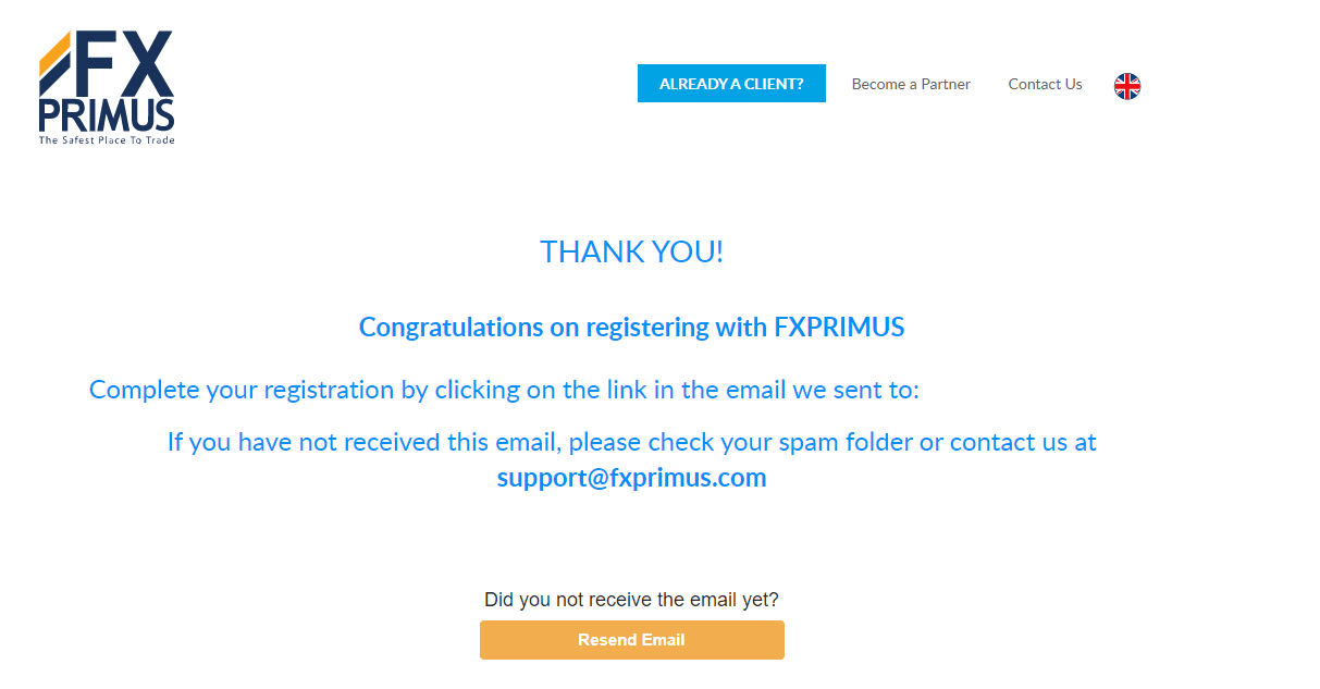 FXPrimus Mail verify