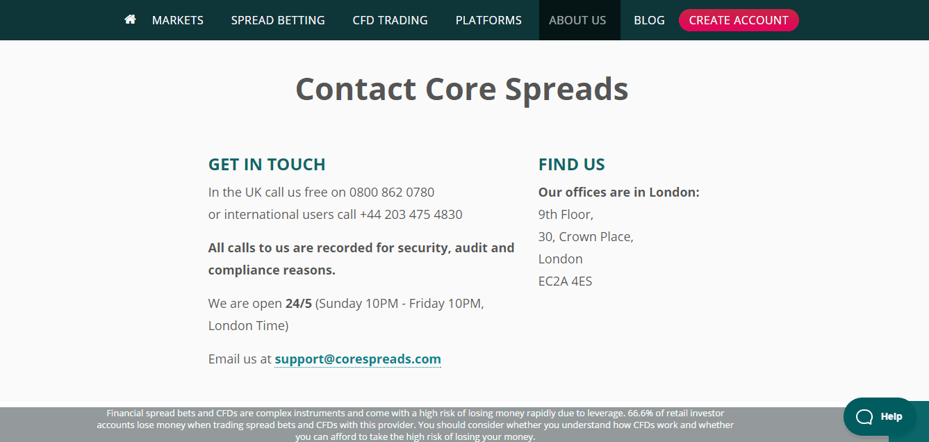 core spreads customer support