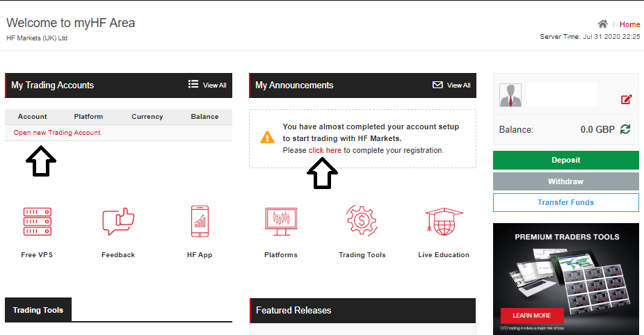 hf markets verification