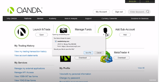 save oanda mt4 account
