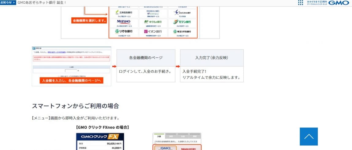 GMOクリック証券口座入金方法手順