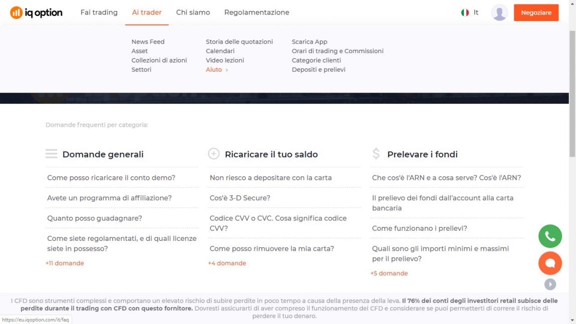 Chiudere il conto IQ Option