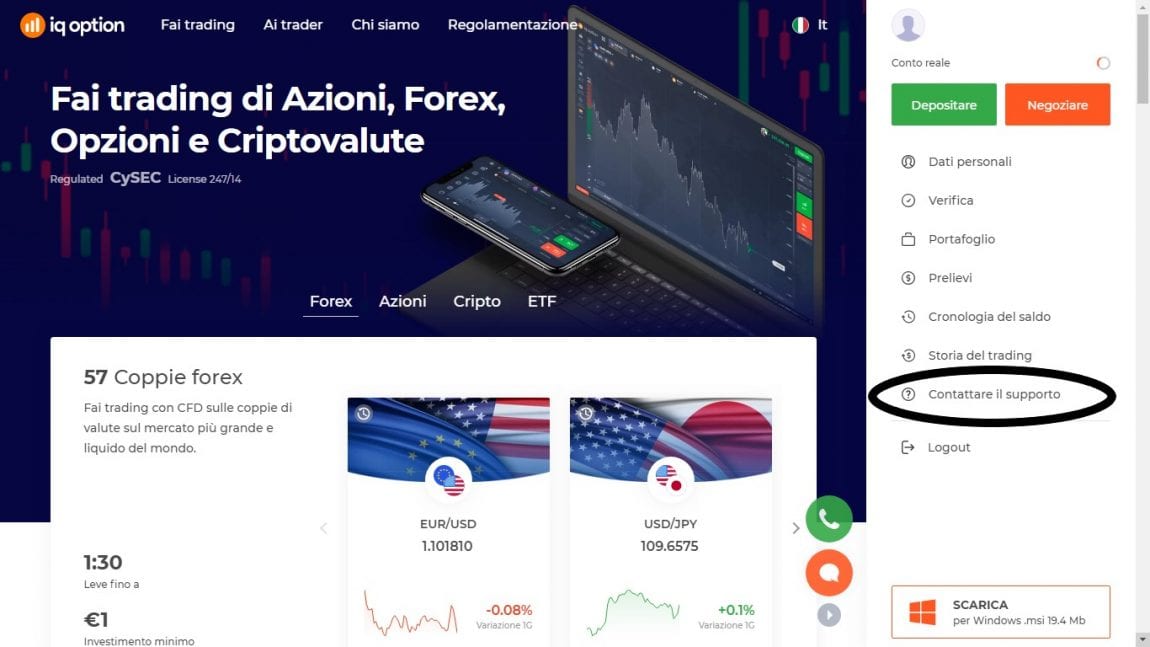 Guida chiudere il conto IQ Option