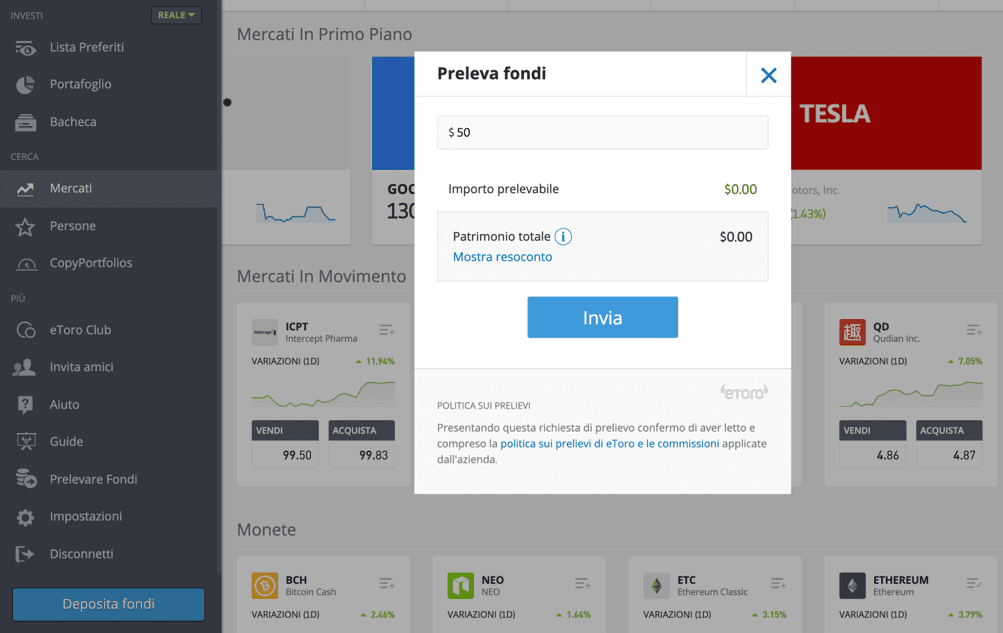 Guida prelievo eToro