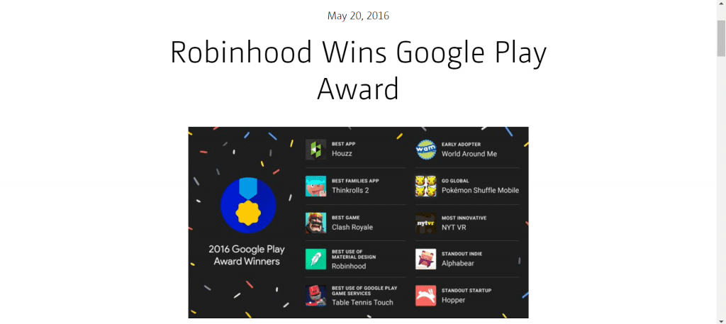 robinhood awards