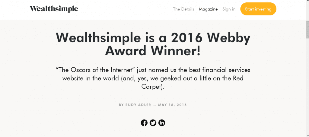 wealthsimple awards