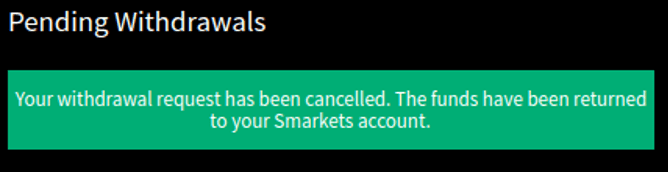 cancel Smarkets Withdrawal?