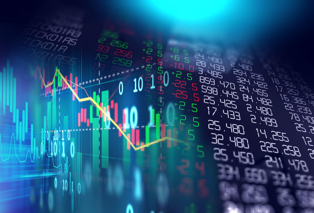 stock market chart data screen on technology