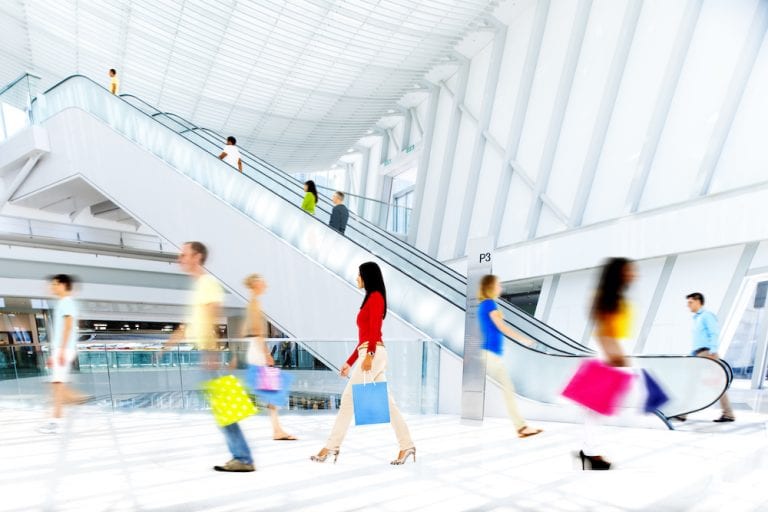 Motion Blurred People in the Shopping Mall