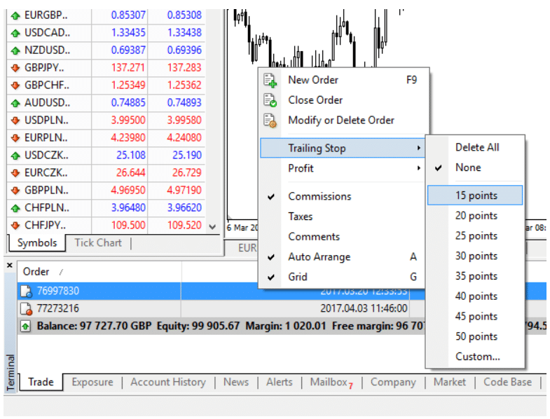 trailing stop loss on mt4