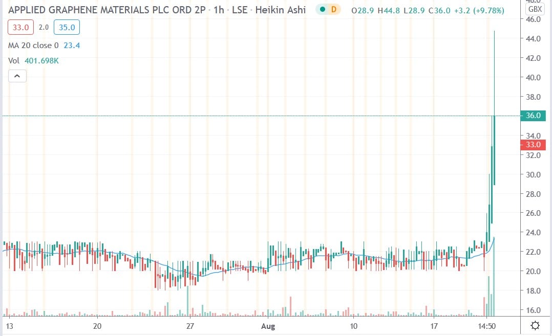 Tradingview chart of AGM share price 20082020