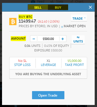 Buying Bitcoin at eToro
