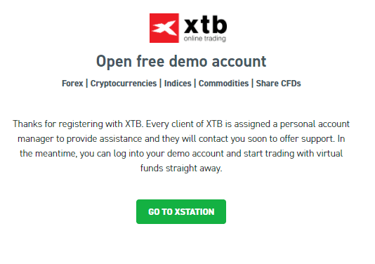 Open XTB Demo Account successfull