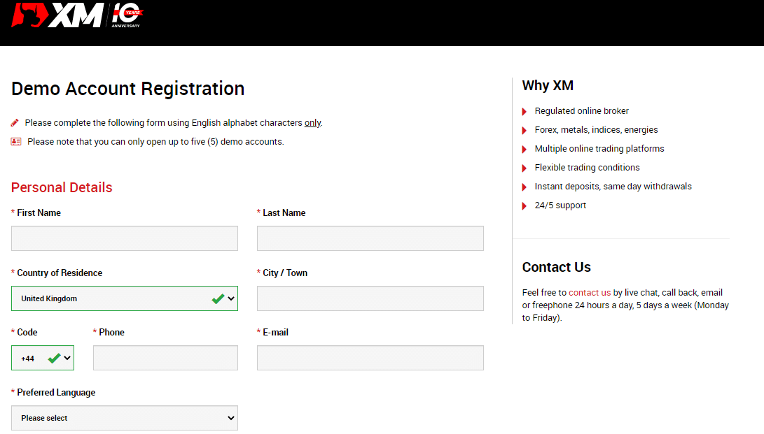 XM Demo Account Registration