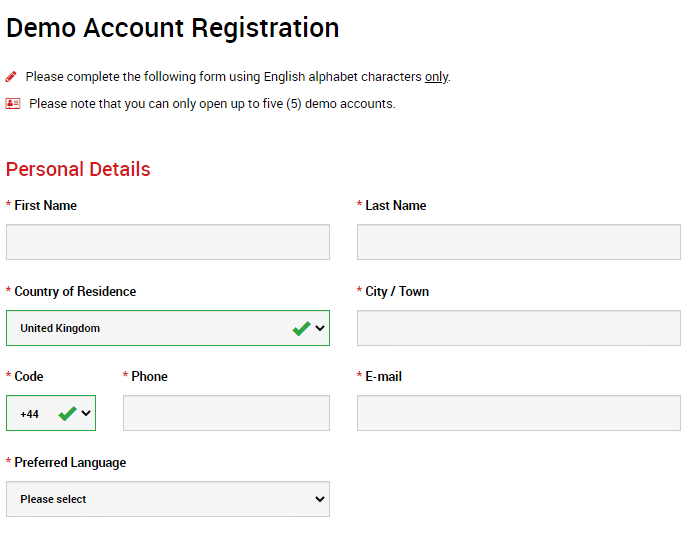 XM Demo Registration Form
