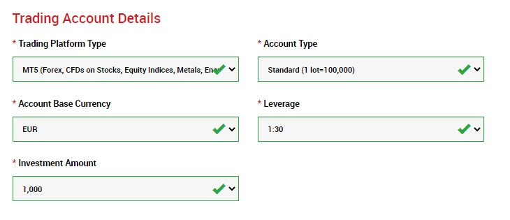 XM Trading Account Details