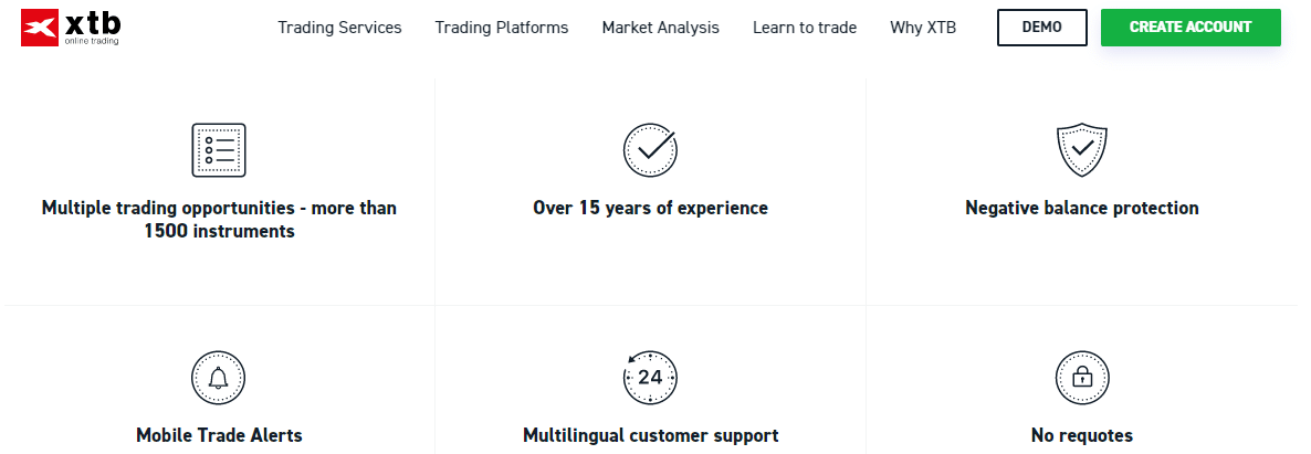 XTB advantages