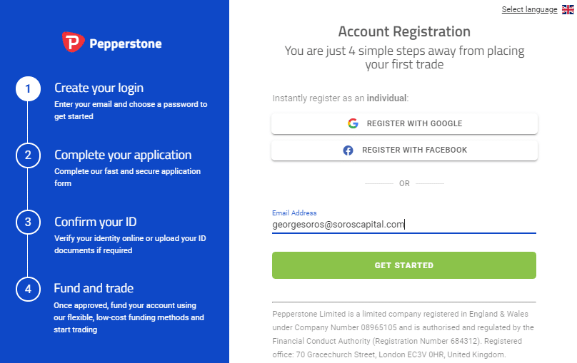 pepperstone demo register form