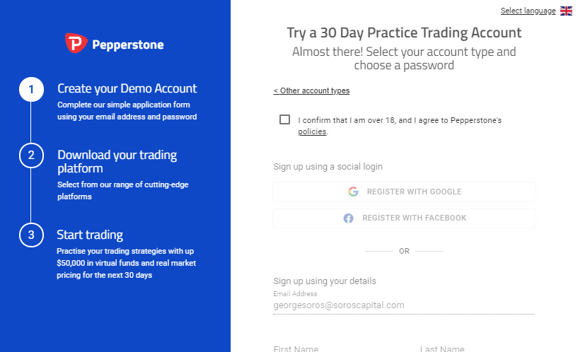 pepperstone demo registration