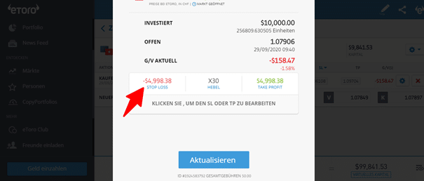 Stop Loss Strategie Trailing Stop etoro Orderzusatz setzen