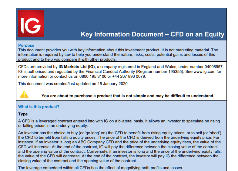 IG Key Information Document