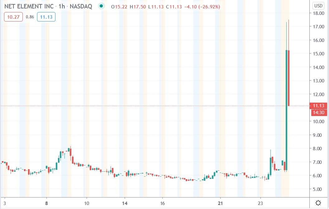 Tradingview chart of Net Element share price 24092020