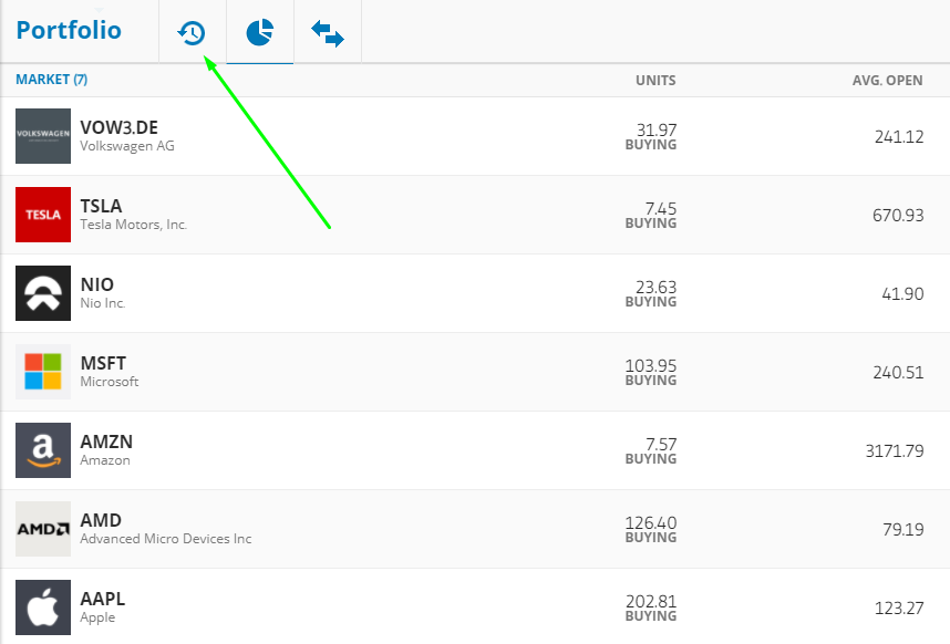 How to view trading history on eToro