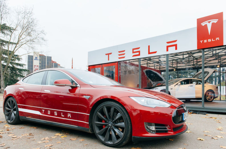 Tesla car shop battery charge