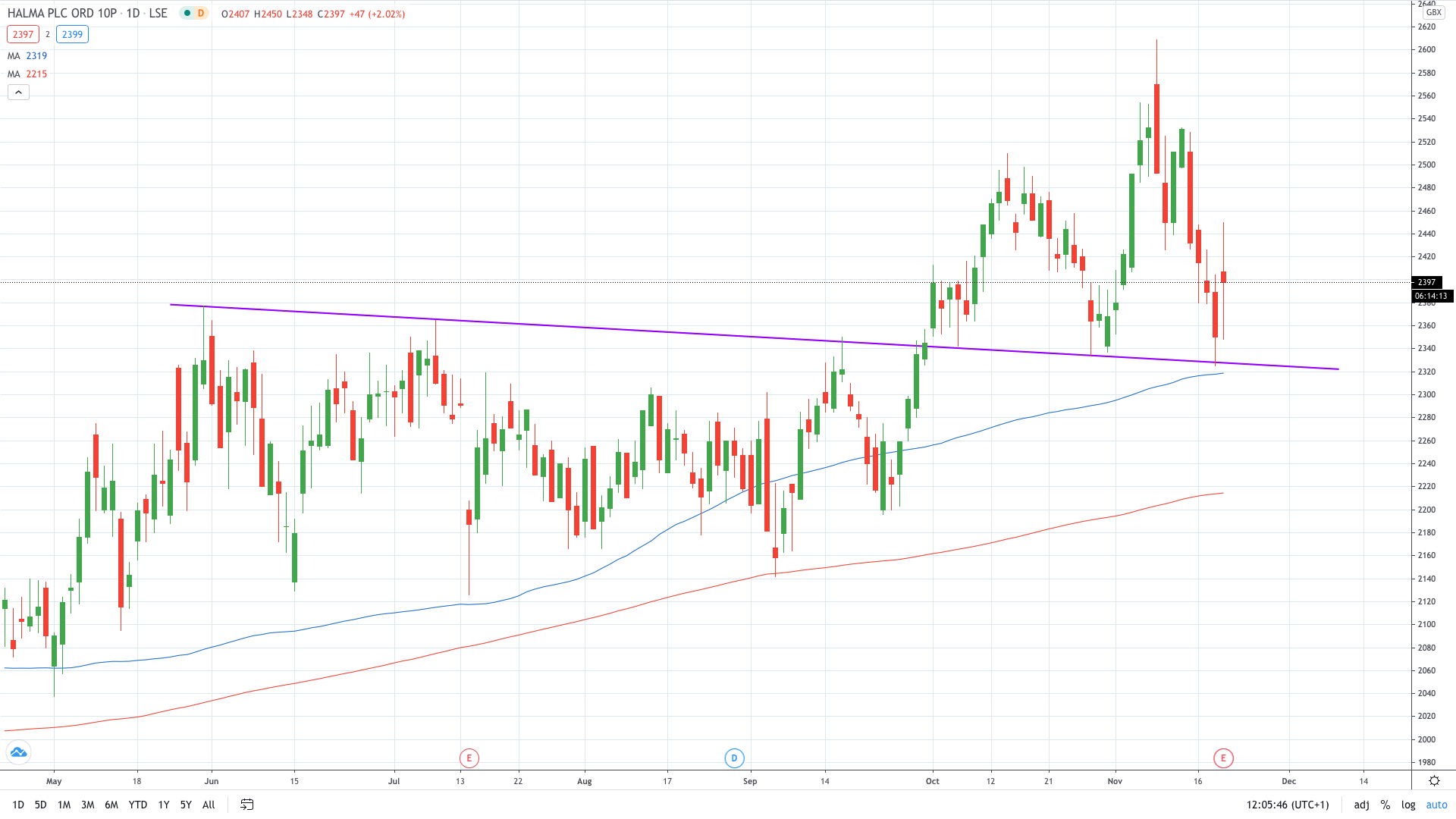  Halma stock price gains on strong trading activity November 2020