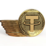 Tether. Cryptocurrency Golden coins.3D illustration.