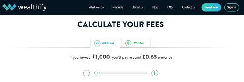Wealthify Calculate Fees