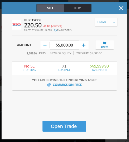 eToro Stock - How to Open Trade