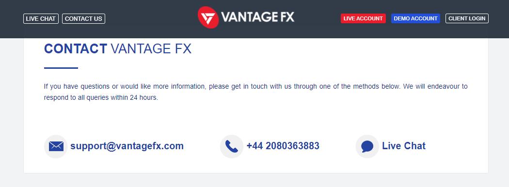VantageFX Canada Contact