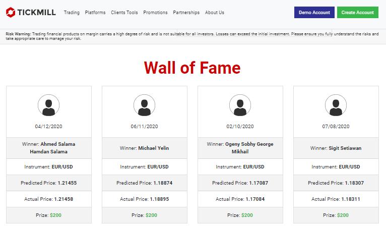 Tickmill Wall of Fame
