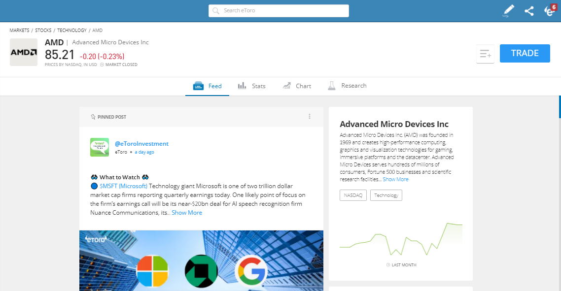 AMD eToro Feed