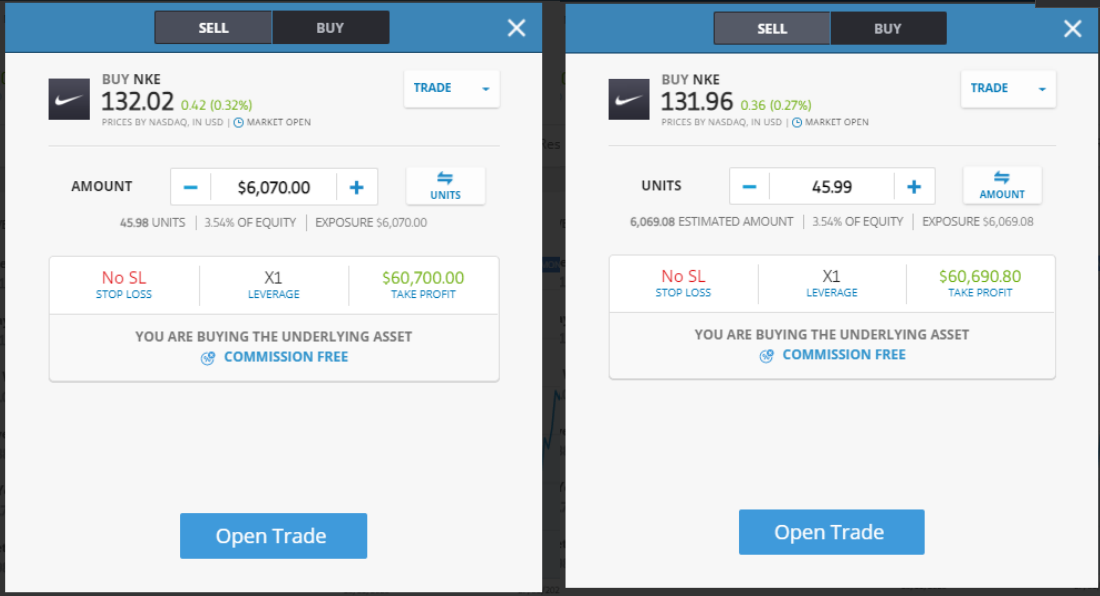 Buy NKE eToro Open Trade