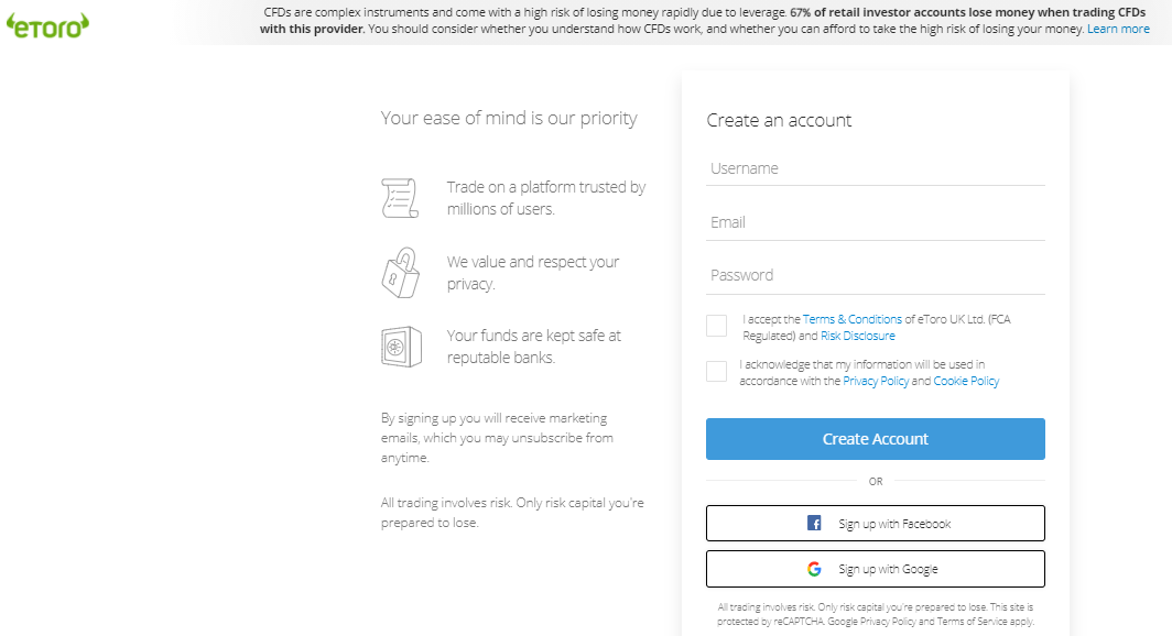 eToro Create Account