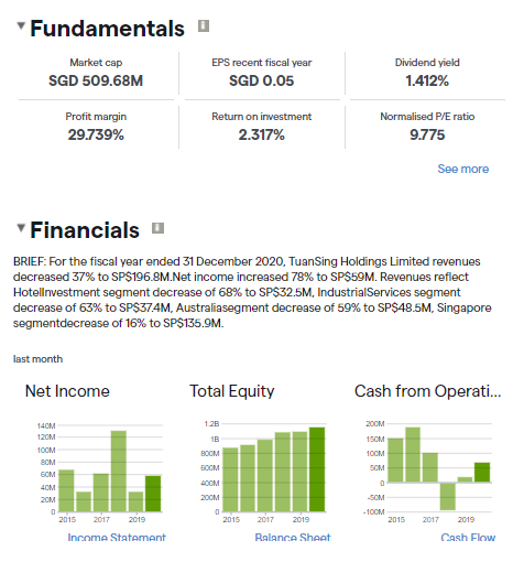 Tuan Sing Holdings Fundamentals and Financials