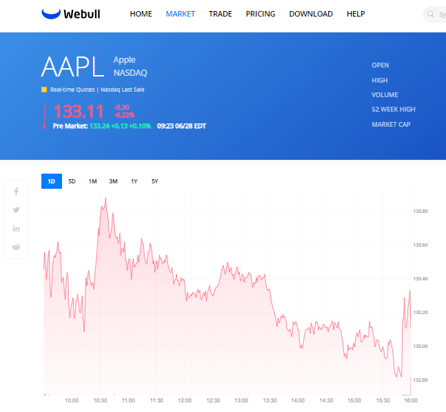 Webull AAPL chart