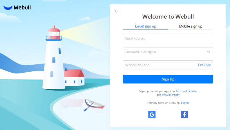 Webull Sign Up Options