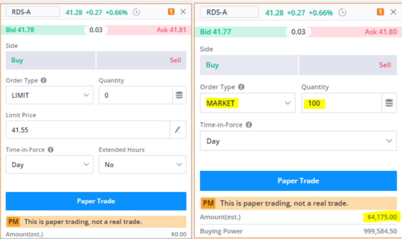 Webull enter trade