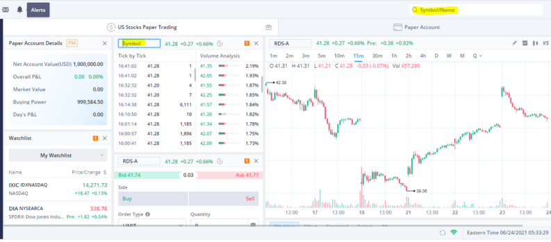 Webull find target stock