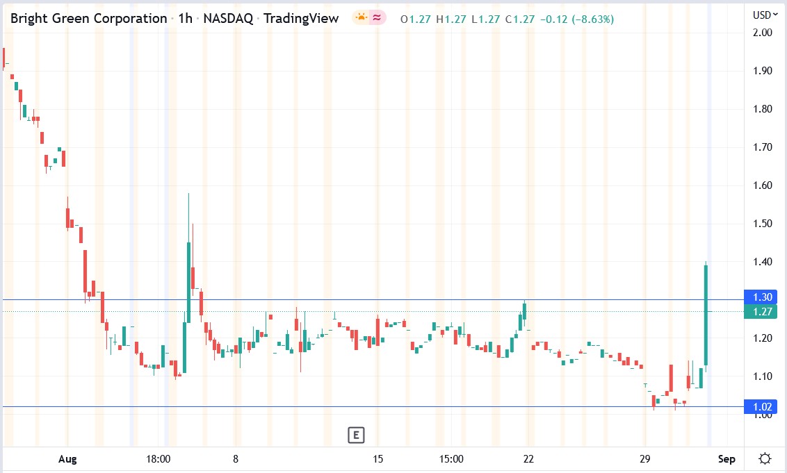 Bright Green (BGXX) stock price 01-09-2022