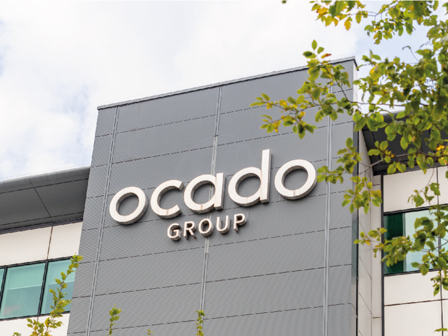 Ocado Group logo on office