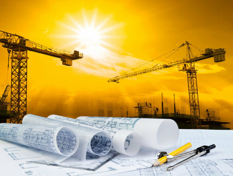 Construction site with cranes