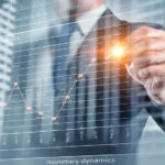 Professional investor analyzing financial data with holographic interface