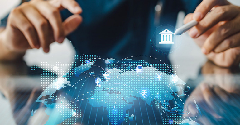 Global financial network representing international ISA management