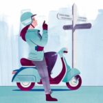 Woman pointing at investment decision signpost showing different ISA options