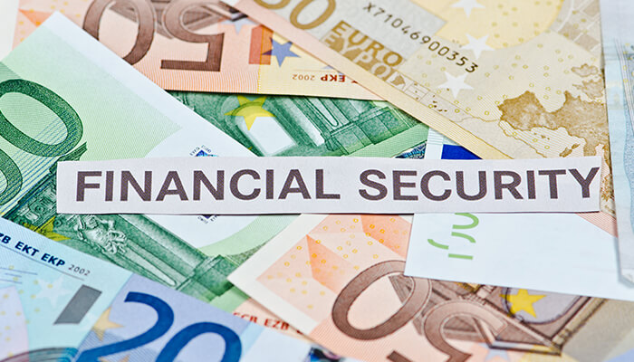Financial security concept with Euro banknotes